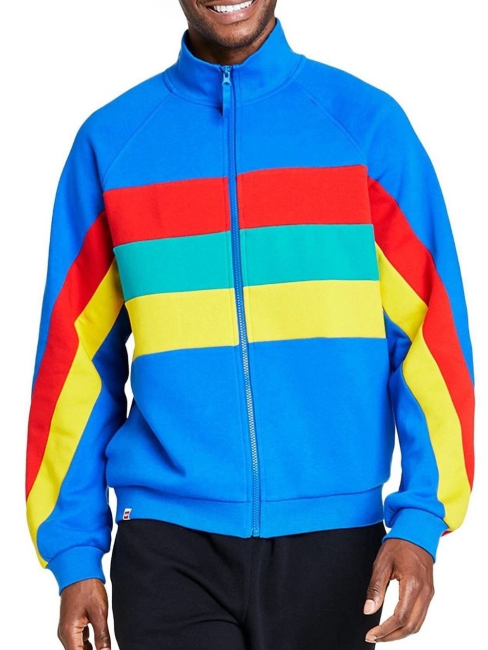 Lego Color Block Full Zip Track Jacket Men Women M Sweatshirt Rainbow Stripe